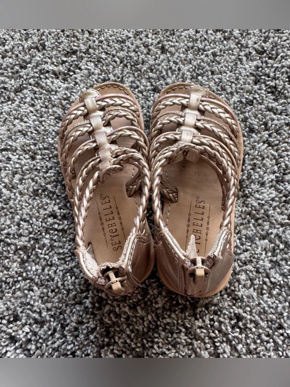 Girls Braided Metallic Tan Gladiator Sandals - Kids